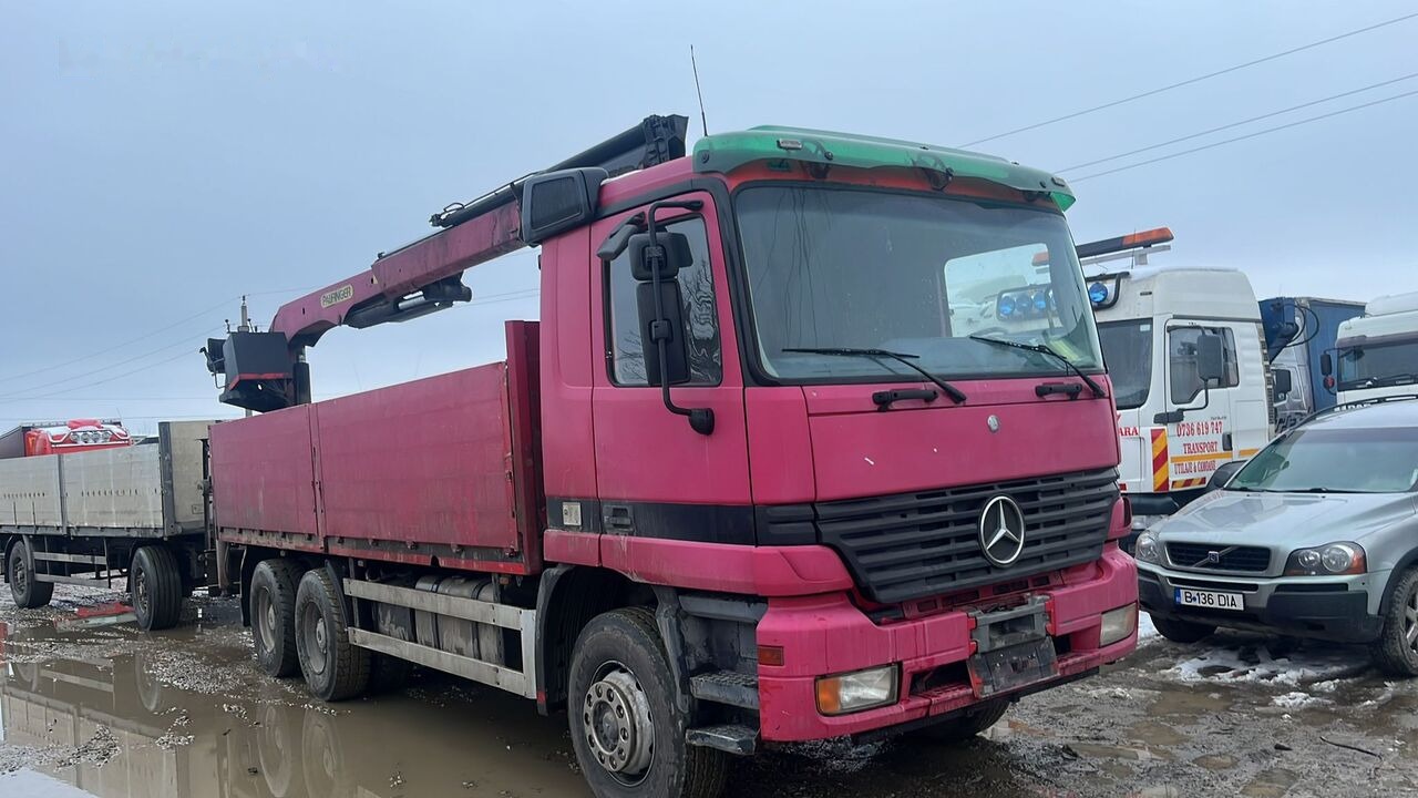 Camion grue, Camion plateau Mercedes-Benz Actros MP1 6x4 + Palfinger Krane: photos 7