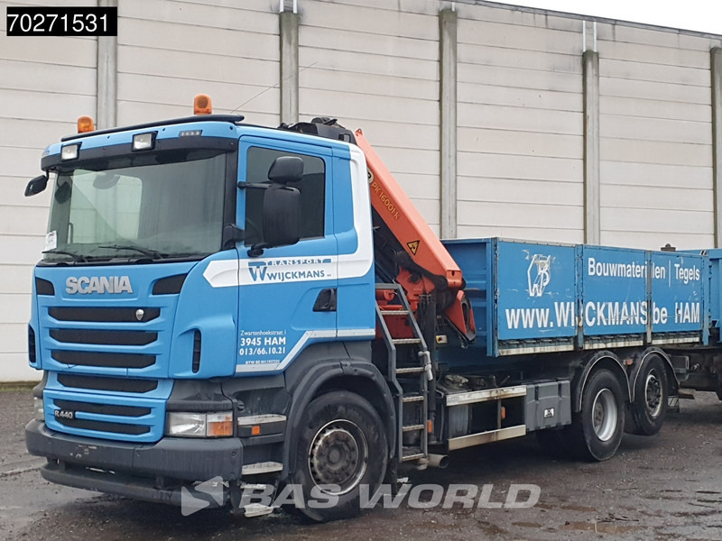 Camion plateau, Camion grue Scania R440 6X2 Palfinger PK16001 Crane Kran Lift+Lenkachse Euro 5: photos 20