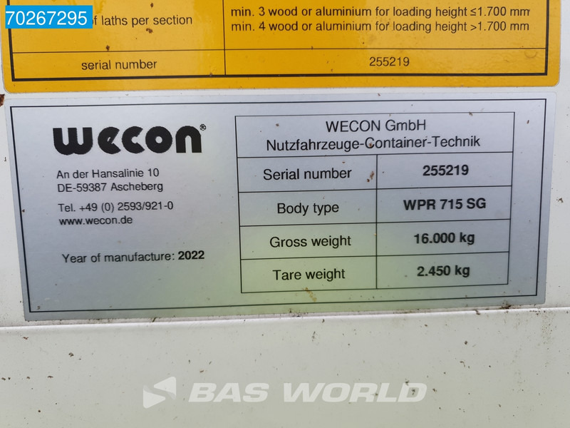 Carrosserie bâchee Wecon WPR 715 SG 8X2 Durchladesysteem 20FT / BDF / Wecon: photos 13